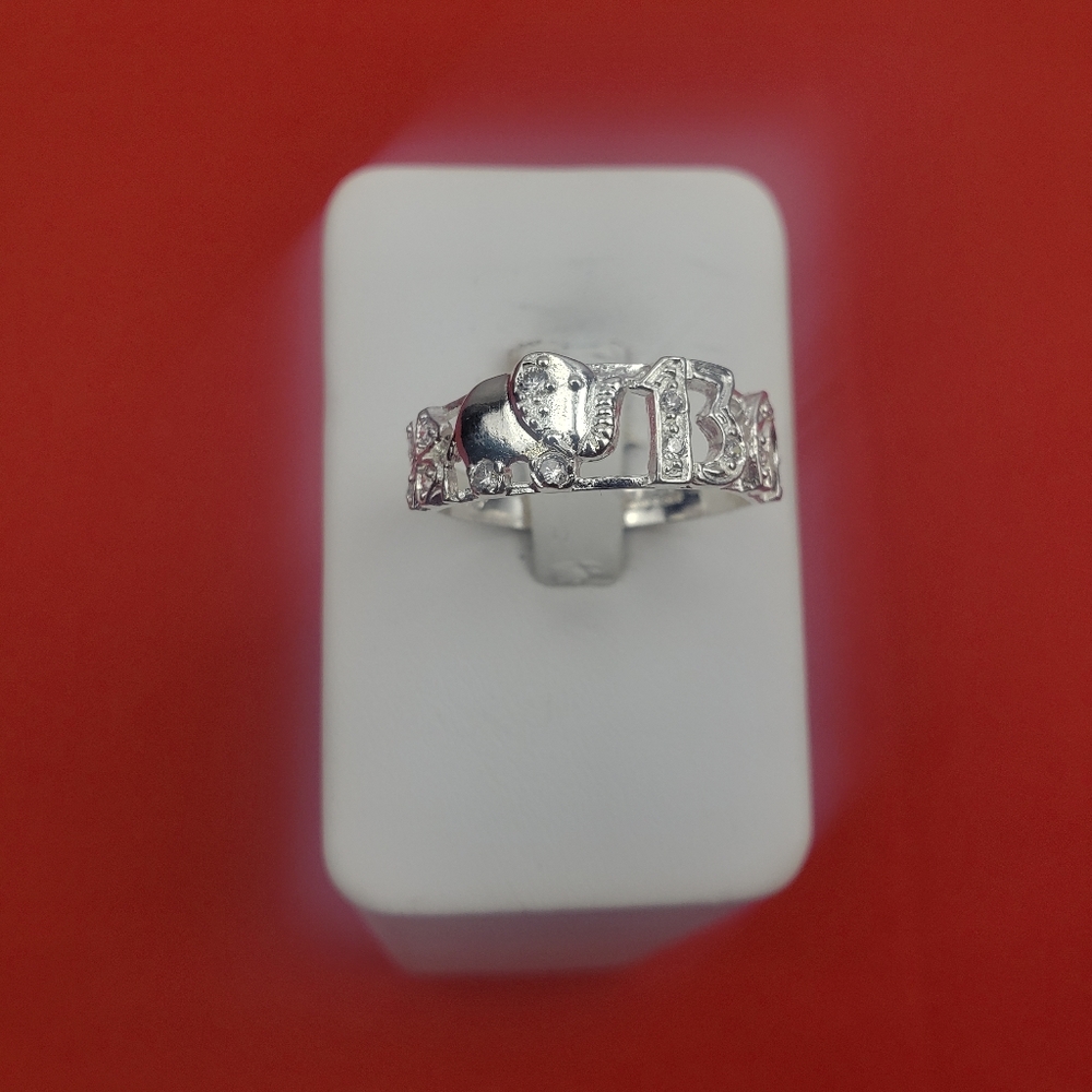 925 real solid sterling silver men's with zircon ston  Good Luck Symbol Sz‎ 11.5 - Picture 3 of 16